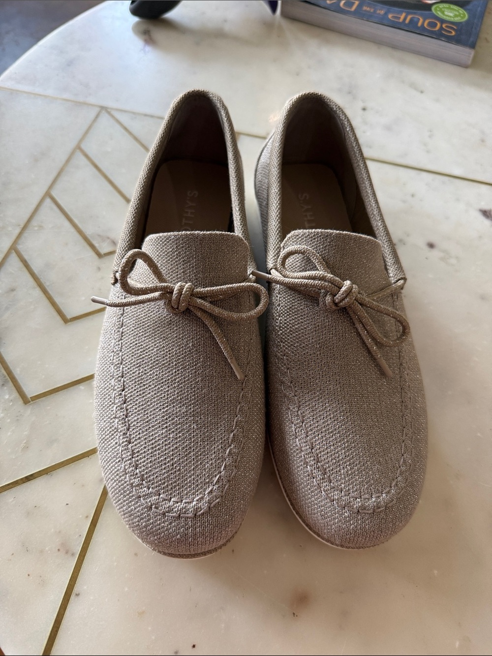 New Rothy's Gold Shimmer Boat Shoe
